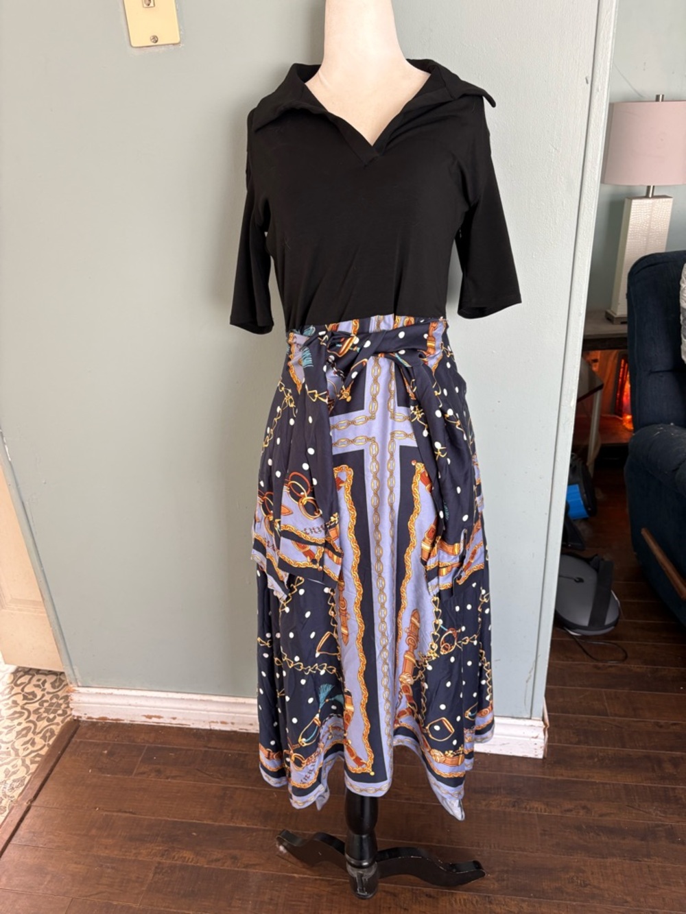 Maje Raprichaine Mixed Media Hankerchief midi dress - Picture 5 of 16